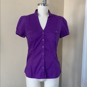 Express Women’s Purple Pocket Buttondown - S